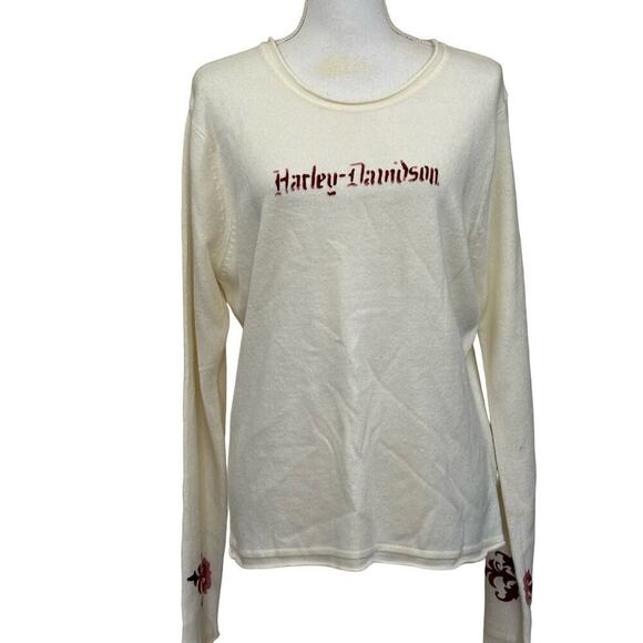 Harley Davidson cream/red sweater, extra large, classic, simple, motorcycling - Picture 1 of 5